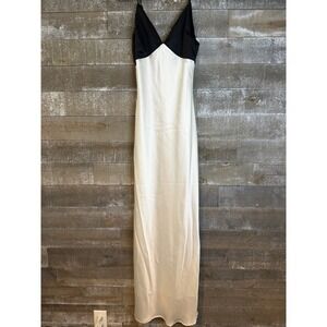 Fore!! Black & White Colorblock Satin Maxi Dress / S